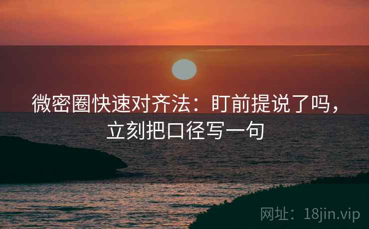 微密圈快速对齐法：盯前提说了吗，立刻把口径写一句